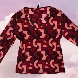 Vintage y2k sparkly glitter forever 21 abstract print long sleeve 

#cargo
